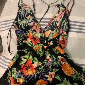 Tropical print romper
